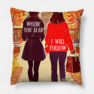 The Girls Walking in Autumn IV Pillow