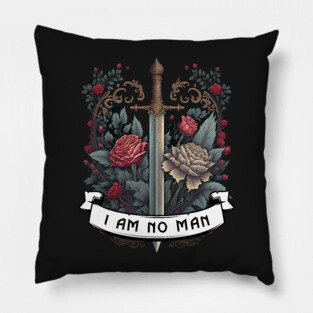 I Am No Man - Roses and Sword - Fantasy Pillow
