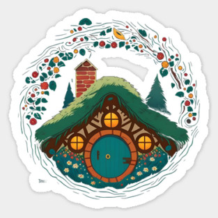 A Halfling Home by Christmas II - Round Doors - Fantasy Sticker