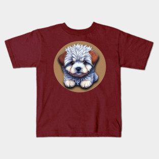 A Cute Cartoon Havanese Puppy Dog Relaxing Kids T-Shirt