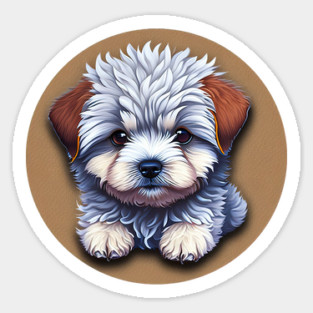 A Cute Cartoon Havanese Puppy Dog Relaxing Sticker