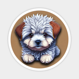 A Cute Cartoon Havanese Puppy Dog Relaxing Magnet