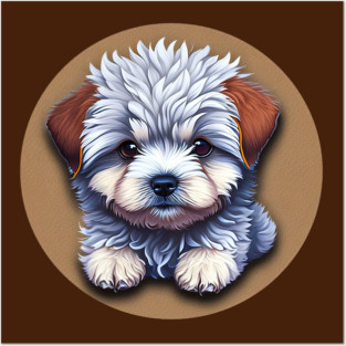 A Cute Cartoon Havanese Puppy Dog Relaxing Posters and Art