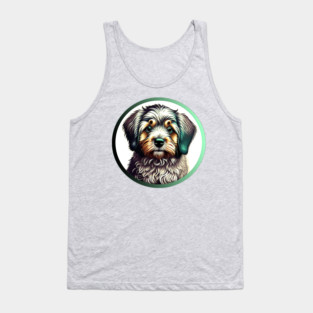 A Brown & White Havanese Dog in a Green Highlight Tank Top