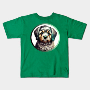 A Brown & White Havanese Dog in a Green Highlight Kids T-Shirt