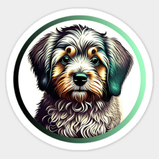 A Brown & White Havanese Dog in a Green Highlight Sticker
