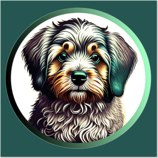 A Brown & White Havanese Dog in a Green Highlight Posters and Art