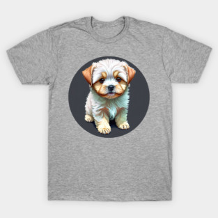 A White Havanese Puppy Dog with Cream & Light Brown Highlight Markings T-Shirt