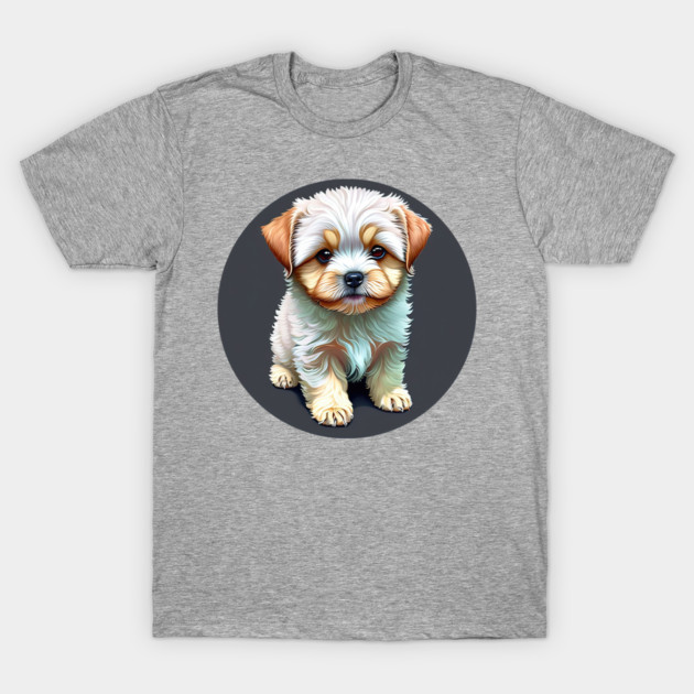 A White Havanese Puppy Dog with Cream & Light Brown Highlight Markings T-Shirt by SymbioticDesign