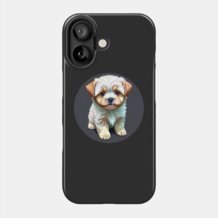 A White Havanese Puppy Dog with Cream & Light Brown Highlight Markings Phone Case