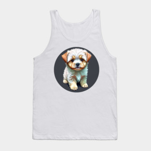 A White Havanese Puppy Dog with Cream & Light Brown Highlight Markings Tank Top