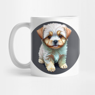 A White Havanese Puppy Dog with Cream & Light Brown Highlight Markings Mug