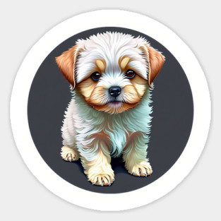 A White Havanese Puppy Dog with Cream & Light Brown Highlight Markings Magnet