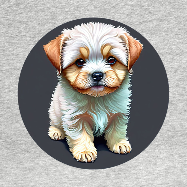 A White Havanese Puppy Dog with Cream & Light Brown Highlight Markings by SymbioticDesign
