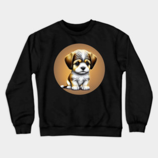 Havanese Puppy Dog with a Brown Fur Coat and White Markings Crewneck Sweatshirt