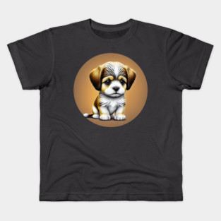 Havanese Puppy Dog with a Brown Fur Coat and White Markings Kids T-Shirt