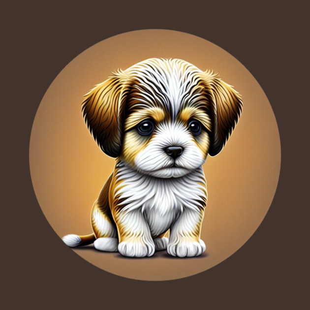 Havanese Puppy Dog with a Brown Fur Coat and White Markings by SymbioticDesign
