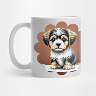 Havanese Puppy Dog in Black, Brown & White Fur Coat Markings Mug