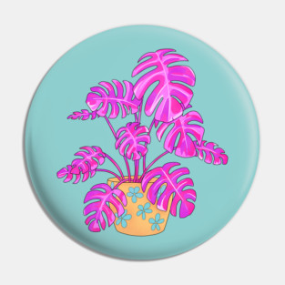 Funky Pink Monstera Pin