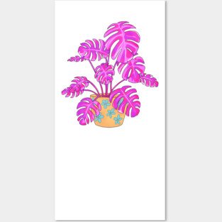 Funky Pink Monstera Posters and Art