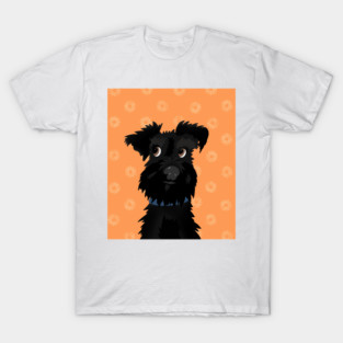Black Miniature Schnauzer Dog with Orange Daisies T-Shirt