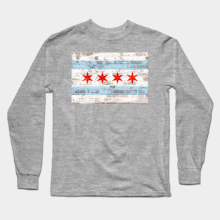 Chicago Flag on Brick Long Sleeve T-Shirt