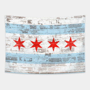 Chicago Flag on Brick Tapestry