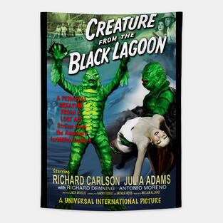 The Creature from the Black Lagoon Faux Retro Movie Poster Tapestry