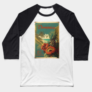Dominica Vintage Travel Art Poster Baseball T-Shirt