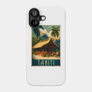Tahiti French Polynesia Vintage Travel Art Poster Phone Case