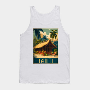 Tahiti French Polynesia Vintage Travel Art Poster Tank Top