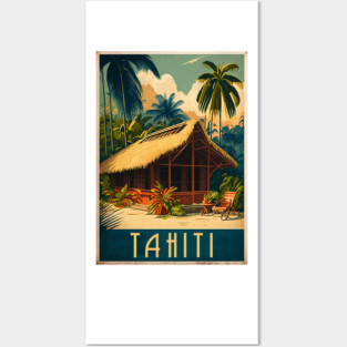 Tahiti French Polynesia Vintage Travel Art Poster Posters and Art