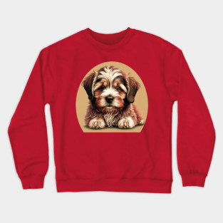 A Redish Brown Havanese Dog Cartoon Crewneck Sweatshirt