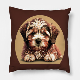 A Redish Brown Havanese Dog Cartoon Pillow