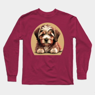 A Redish Brown Havanese Dog Cartoon Long Sleeve T-Shirt