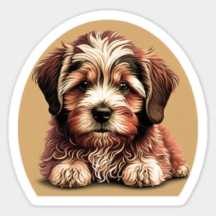 A Redish Brown Havanese Dog Cartoon Sticker