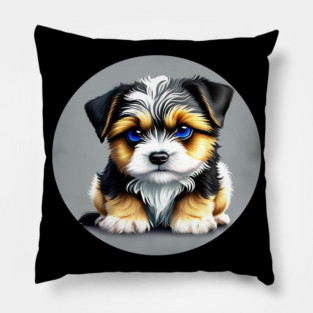Havanese Puppy Eye Contact Cartoon Pillow