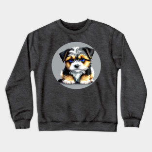 Havanese Puppy Eye Contact Cartoon Crewneck Sweatshirt