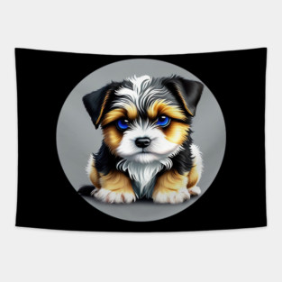Havanese Puppy Eye Contact Cartoon Tapestry