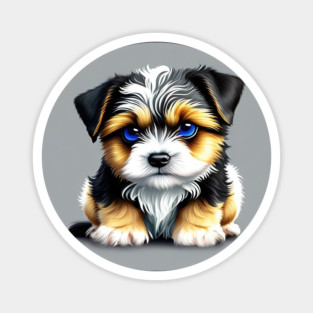 Havanese Puppy Eye Contact Cartoon Magnet