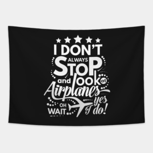 I Dont Always Stop and Look at Airplanes oh wait Yes I do Funny Tapestry
