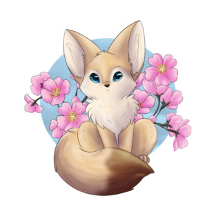 Chibi Fennec Fox Cherry Blossoms T-Shirt