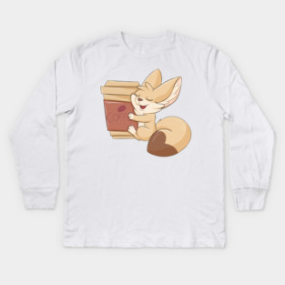 Coffee fennec fox Kids Long Sleeve T-Shirt