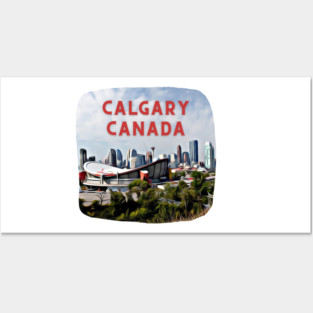Calgary Canada Skyline Painting Posters and Art