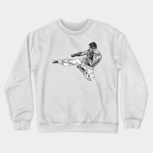 Side Kick Martial Arts Geometric Sketch Art Crewneck Sweatshirt