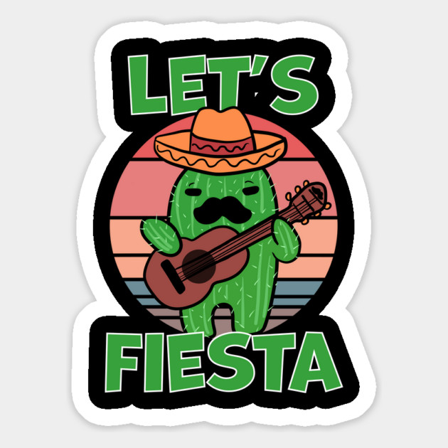 Let's Fiesta Mexican Cactus Playing Guitar Magnet by belownormal