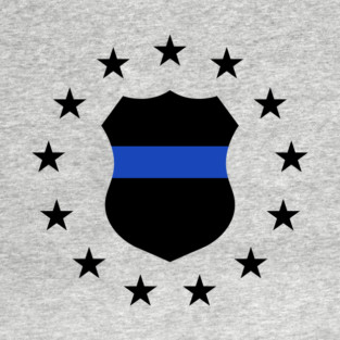 Blue Line Police Flag T-Shirt