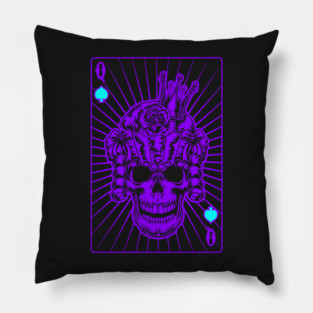 Queen of Spades Purple Skull Pillow
