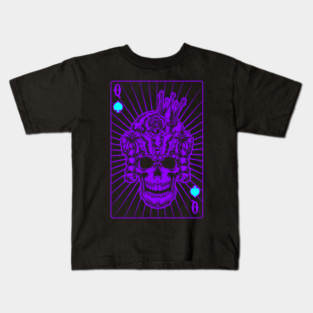 Queen of Spades Purple Skull Kids T-Shirt