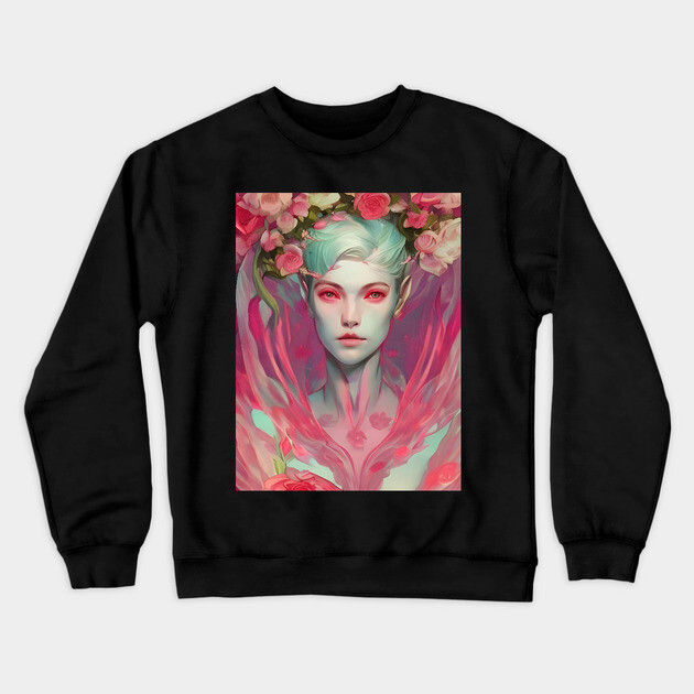 angel flower manga Crewneck Sweatshirt by animegirlnft